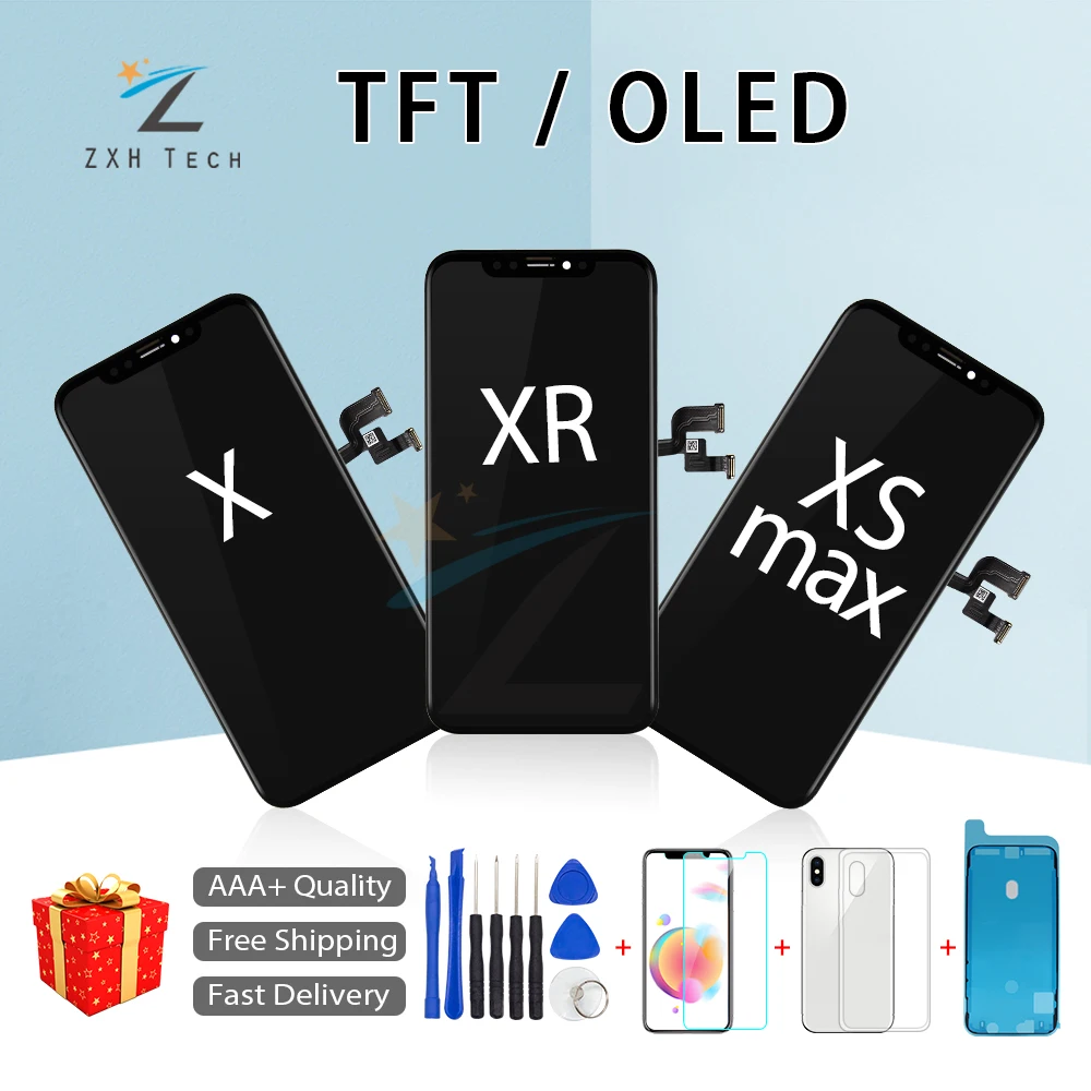 ЖК-дисплей Amoled для iPhone X XR XS 11 с рамкой сменный TFT/OLED дигитайзер модулем 3D сенсорный