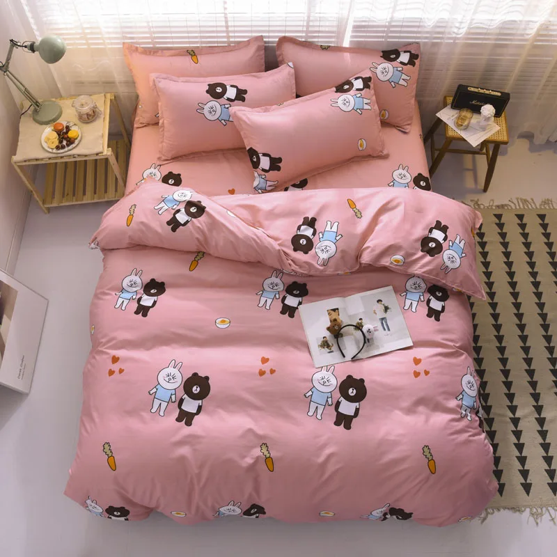4 шт./компл. современный стиль Печатные Мультяшные шлифованные постельные