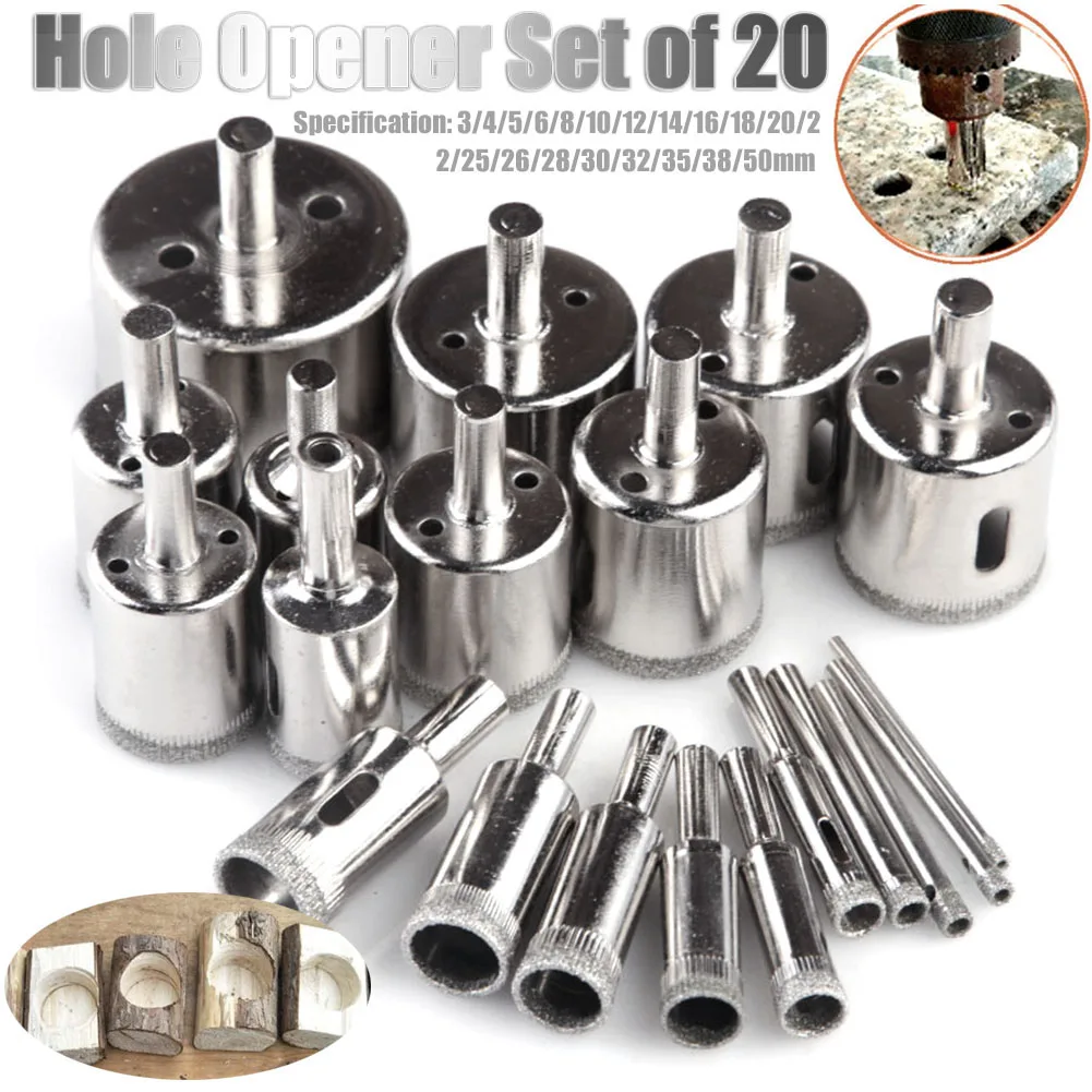 Набор сверл с алмазным покрытием комплект из 20 насадок 3 50 мм для сверления плитки