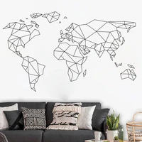 3d geometry world map wall sticker home decoration removable living room vinyl map wall decal