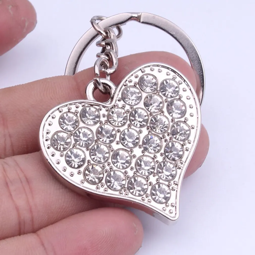 

Металлическая в форме сердца брелок для ключей со стразами из металла высокого качества с украшением в виде кристаллов точки горный хруста...