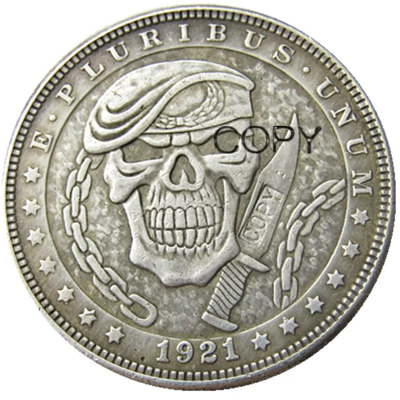 

HB(78)US Hobo 1921 Morgan Dollar Skull Zombie Skeleton Silver Plated Copy Coins