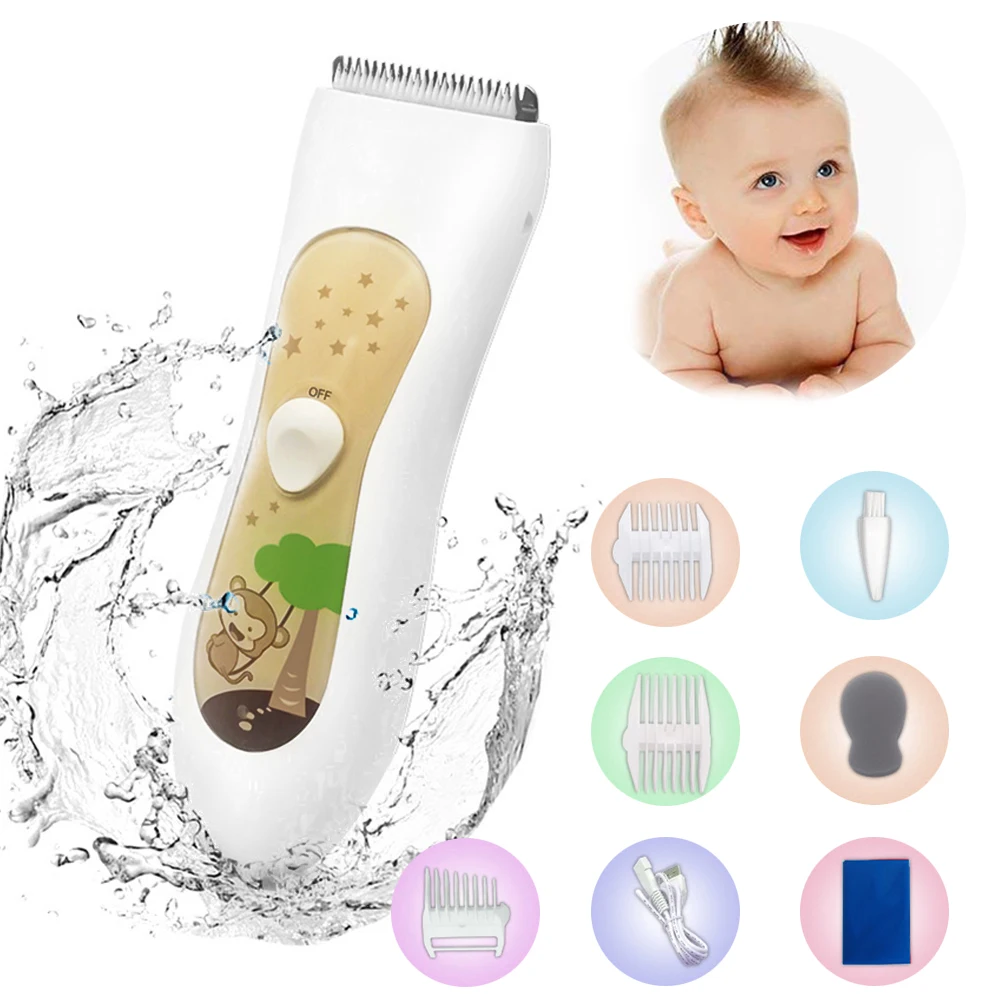 

New Baby Hair Trimmer Baby Electric Hair Clipper Flexible Mute Strong Power Waterproof Haircut Trimmer USB Rechargeable