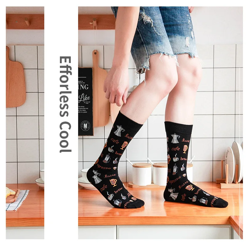 Модные мужские носки в стиле хип хоп с индивидуальным принтом виде зерен