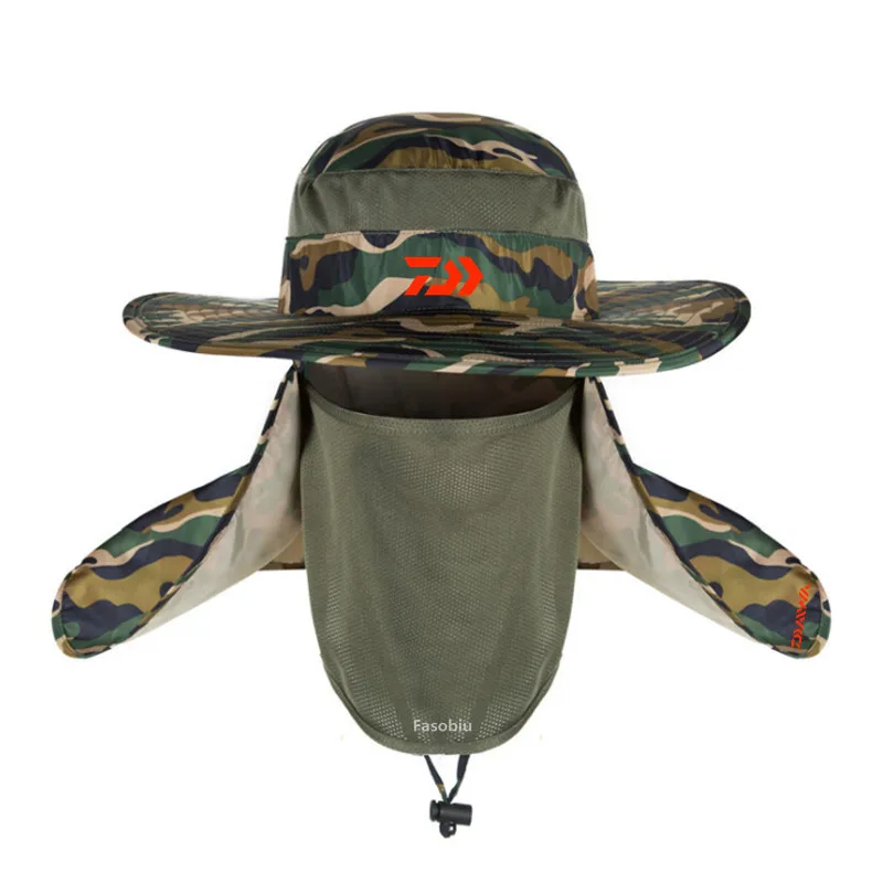 

2021 Summer Daiwa Cap Fisherman's Hats for Mens Cotton Bucket Hats Fisherman Hat Outdoor Climbing Boonie Camouflage Fishing Hat