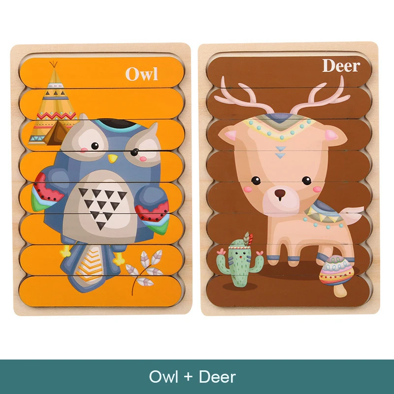 Деревянные пазлы в форме бара Монтессори игрушки животные Фрукты DIY Строительные