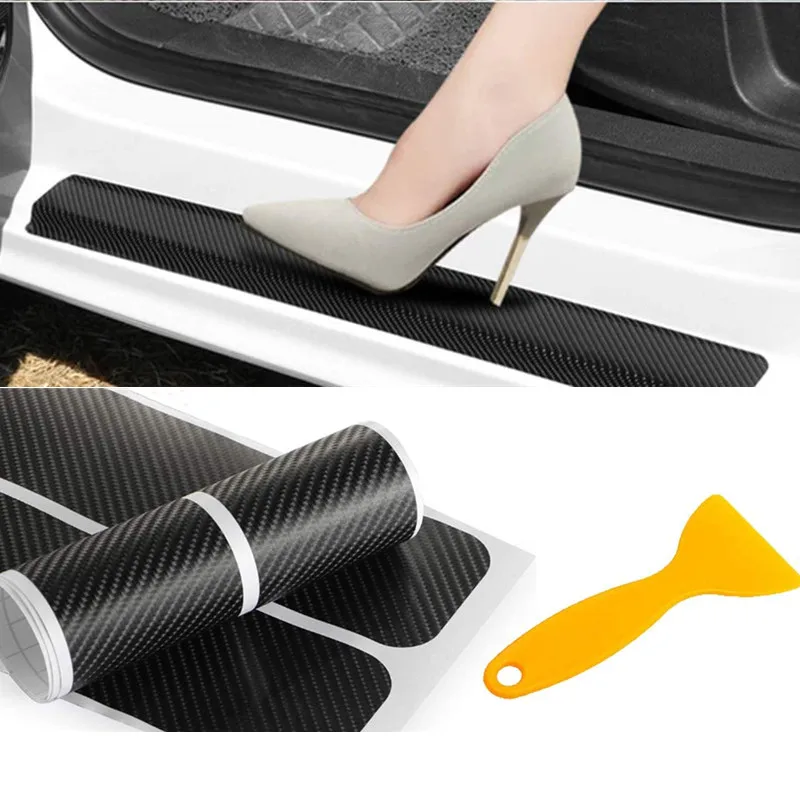

4pcs Car Door Sill Scuff Guard,Welcome Pedal Protect, Anti-kick Scratch for Cars Doors Carbon fiber door sill anti-scratch film