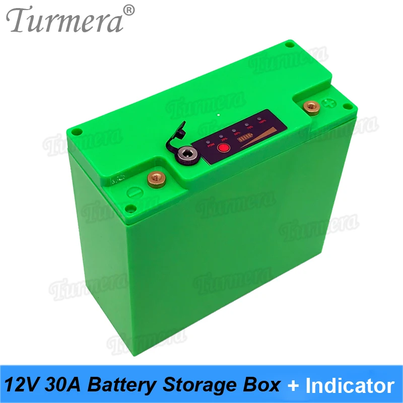 Turmera 12V 30Ah Battery Storage Box Case with Indicator DC Port Build 48Pieces 18650 Battery for Uninterrupted Power Supply 12V