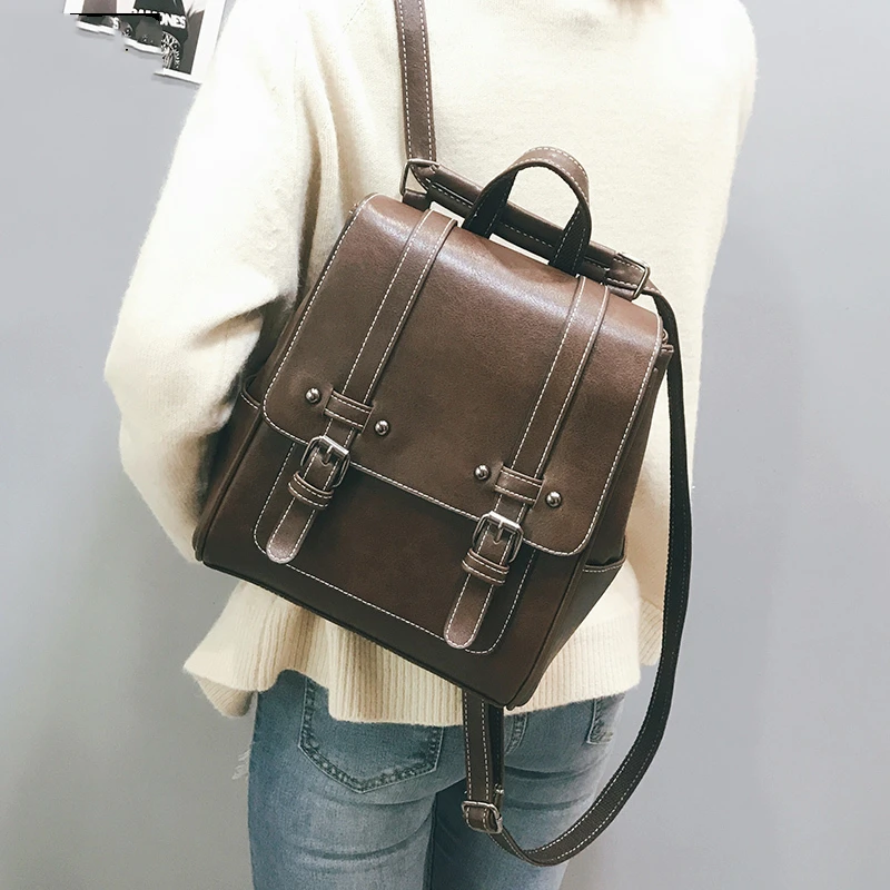 

Vintage Leather Anti Theft Backpack Women Travel Fashion Designer Back Pack High Quality Mochila Para Mujer Small Bags New Trend