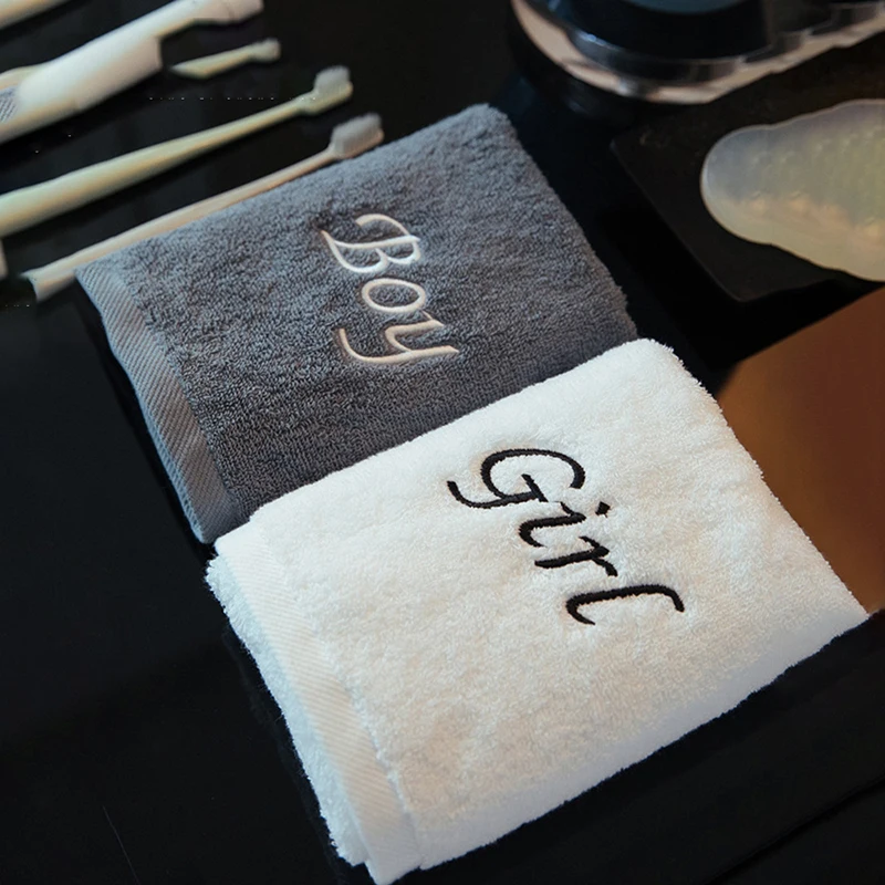 

4pcs/Set Cotton Towel Boy Girl Man Women Creative Embroidery 35x75cm Household Male And Female Lovers Outdoor Sports Accessories