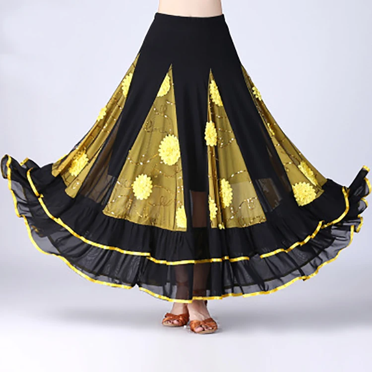 Женская юбка для танцев длинная разных цветов выступлений бальных танго |