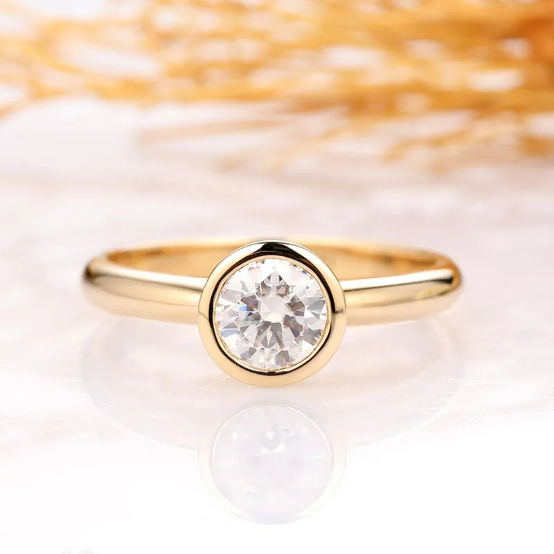 Женское Обручальное кольцо с муассанитом диаметром 14 к толщиной 0 8 карат 6 мм