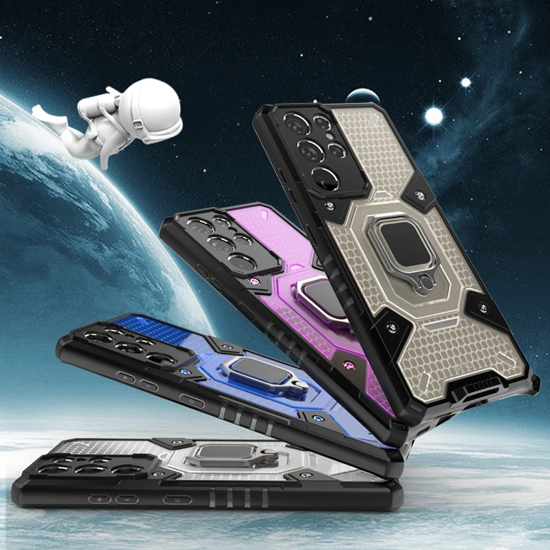 Ударопрочный защитный чехол KEYSION для Samsung S21 Ultra 5G + прозрачный чехол-подставка