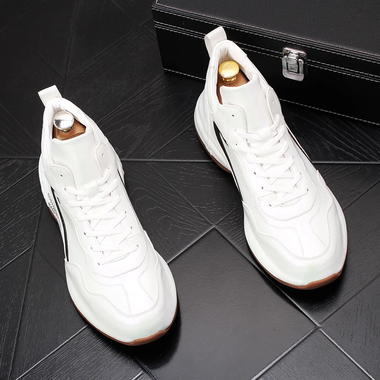 

Brand Men Ankle Boots New Men Platform shoes Boots Thick Sole Heighten Chunky Sneakers PU Leather Fashion Boots High Top Shoes