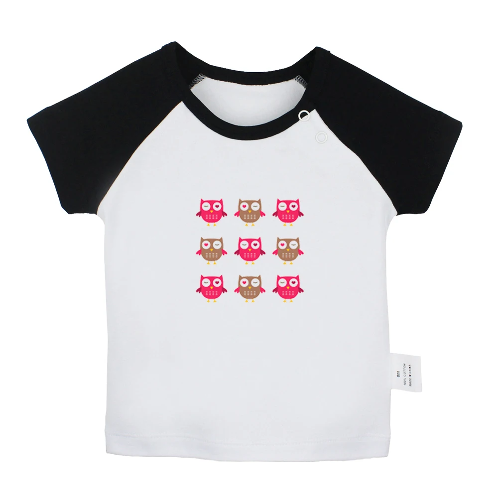 

9 Pink Cute Winking Owl flying owl drawing Design Newborn Baby T-shirts Toddler Graphic Raglan Color Short Sleeve Tee Tops