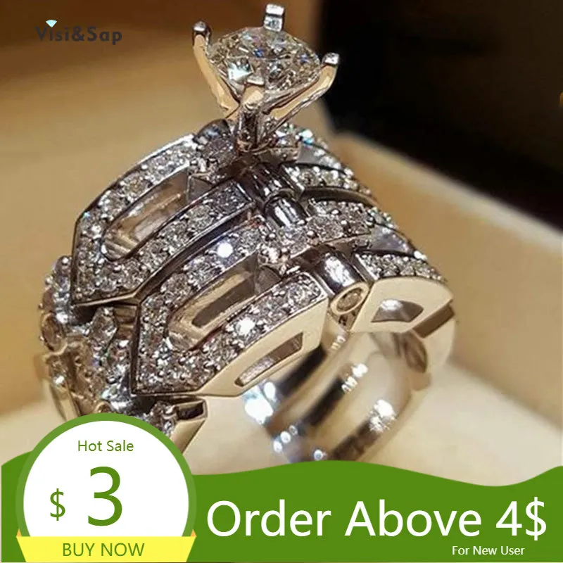 Классические обручальные кольца Visisap с четырьмя крапанами для мужчин и женщин