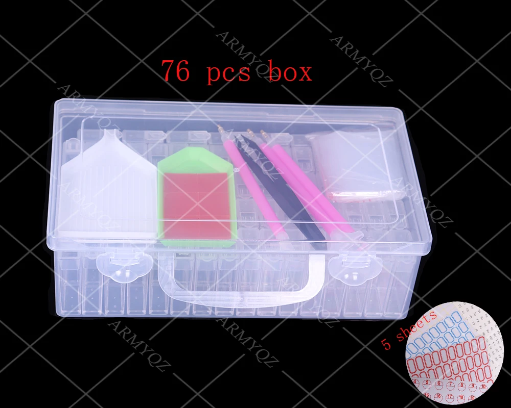 

Пластиковый контейнер для хранения, 76 ячеек, аксессуары для алмазной живописи с бутылками, коробка для алмазной живописи, инструменты, подн...