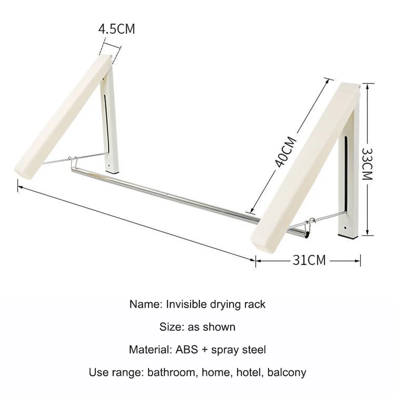Wall Mounted Clothes Airer Washing Line Coat Shirt Dryer Folding/Pull Out Wall Hanger Space Saving Clothes Cupboard Storage Or