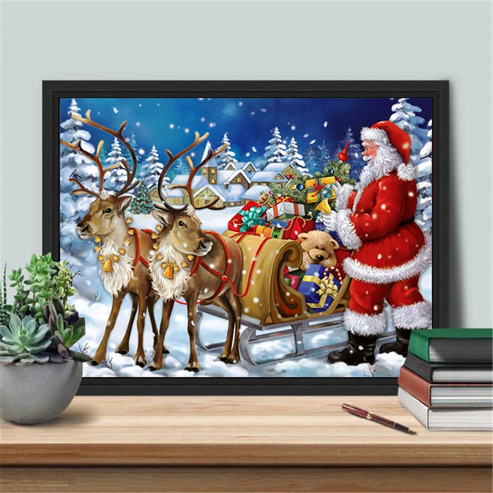 

Картина из квадратных/круглых страз, вышивка Санта Клаусом, вышивка крестиком, рождественские украшения для дома