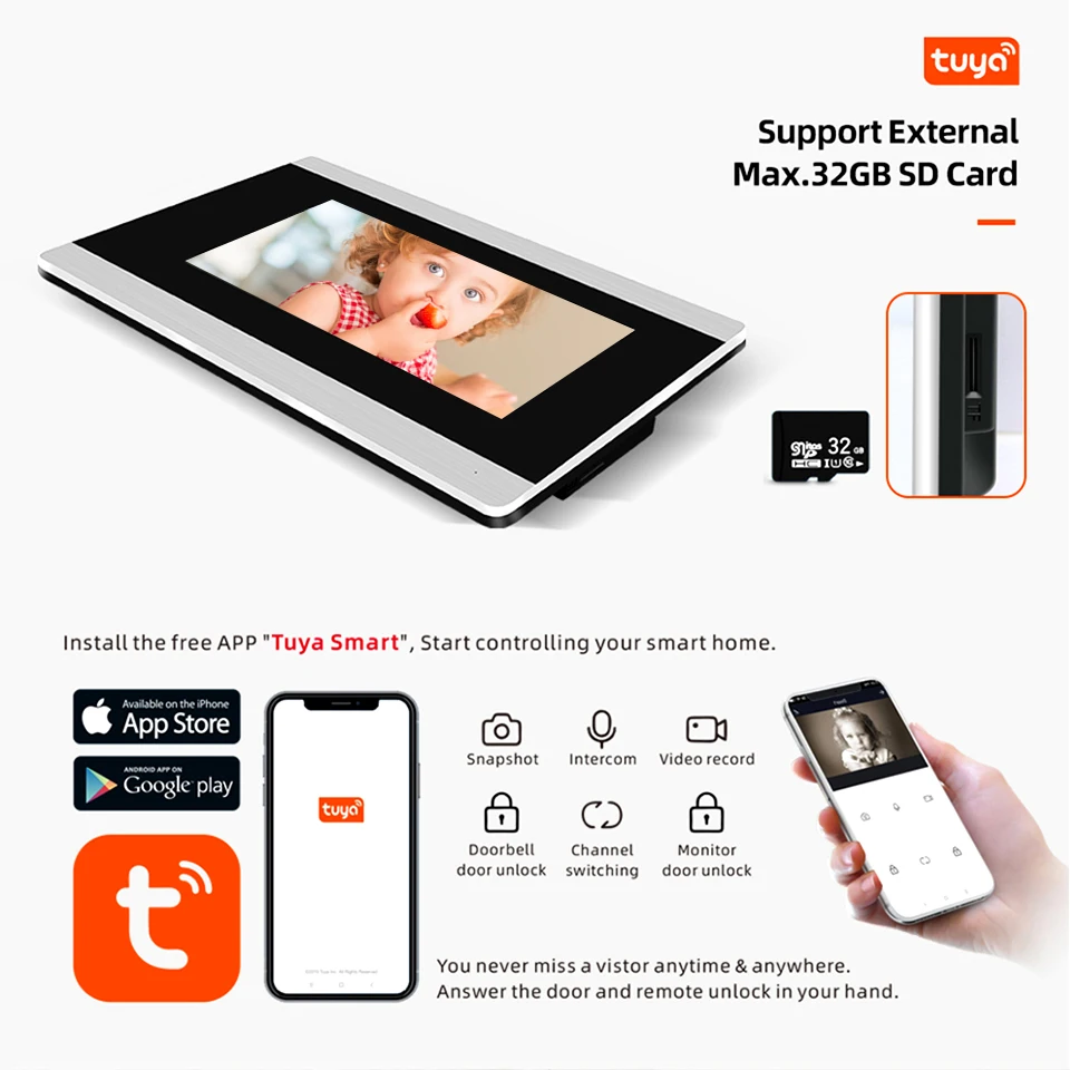 

Tuya Smart WiFi IP Video Doorphone Intercom System & Wireless Ethernet Air Connector Port Bridge & Security Camera & LAN Switch