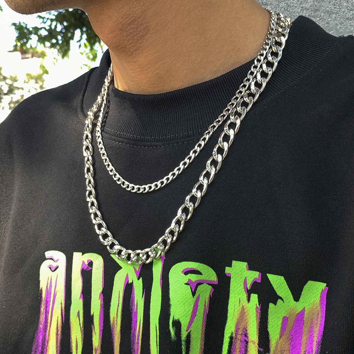 

Punk HipHop Silver Color Iron Statement Short Collar Clavicle Chain Choker Necklace For Men Goth Basic Minimalism Couple Jewelry