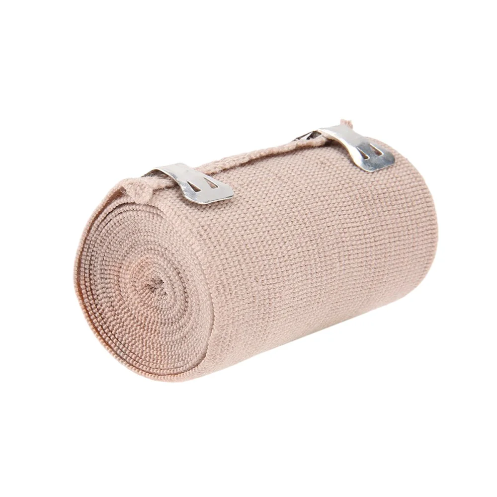 

4pcs Elastic Bandages Wrap Roll with Extra Metal Clips Sports Supplies for Ankle Support Arm Leg or Chest In