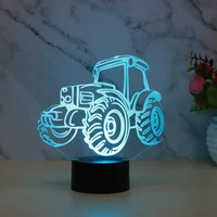 3d light led night light farm vintage tractor car action figure 7 color touch table decoration light optical illusion