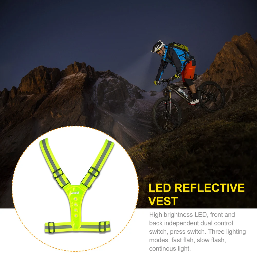 

Men Women Warning Lights High Visibility Adjustable Size Outdoor Sports Biking LED Reflective Vest Elastic Night Running Runners