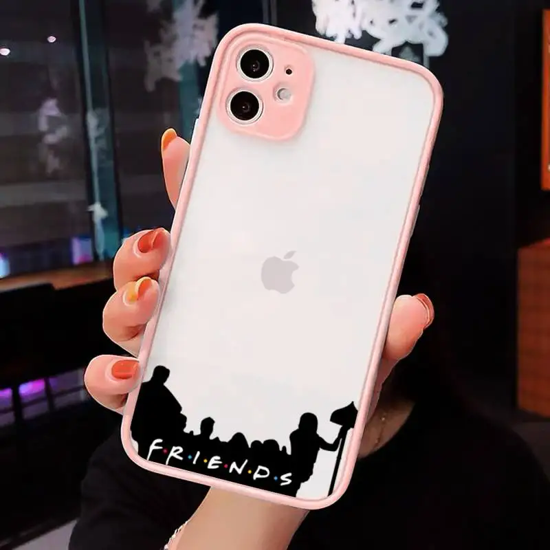 

Friends TV show Phone Case For iPhone 12 11 Mini Pro XR XS Max 7 8 Plus X Matte transparent Pink Back Cover