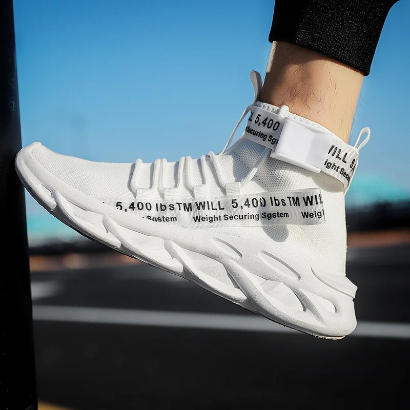 Летающая тканая Спортивная повседневная мужская обувь большого размера носки