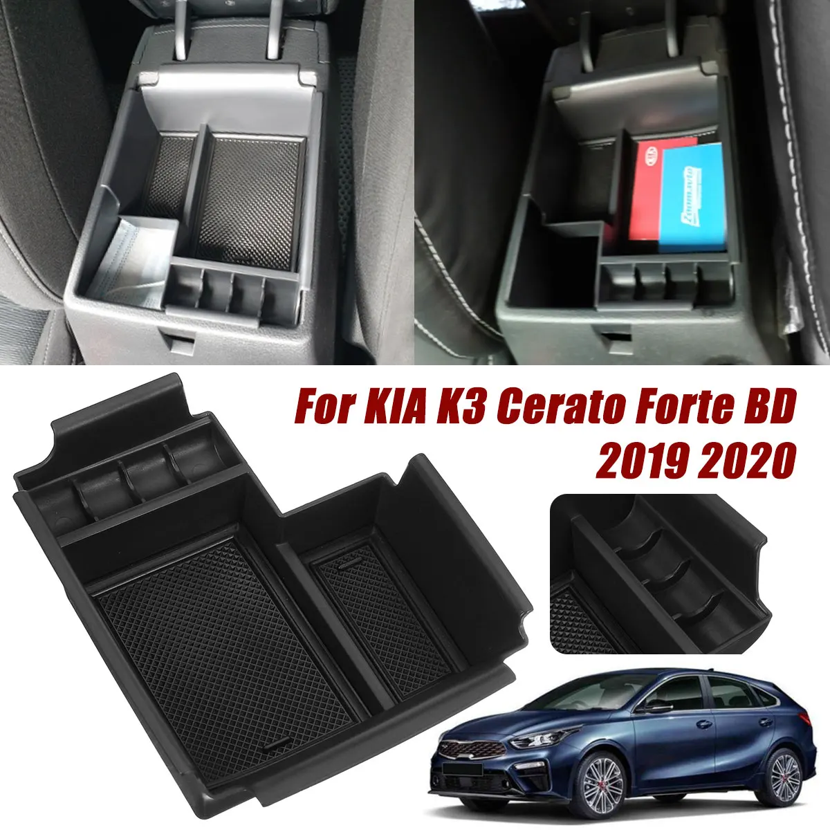 

Car Central Armrest Storage Box Auto Organizer Console Glove Tray Case for KIA K3 Cerato Forte BD 2019 2020