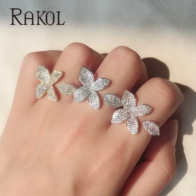Обручальные кольца RAKOL уникальный дизайн форма листа кубический циркон
