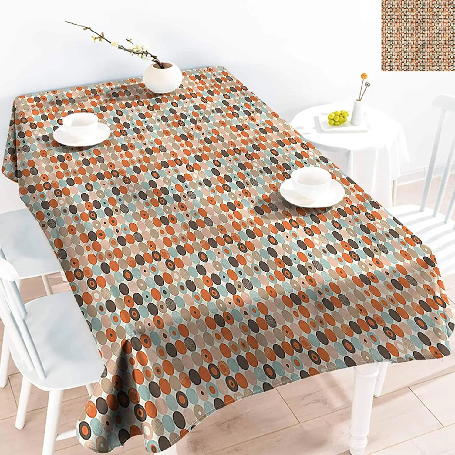 Абстрактная скатерть Заводская винтажная цветная круглая полосатая