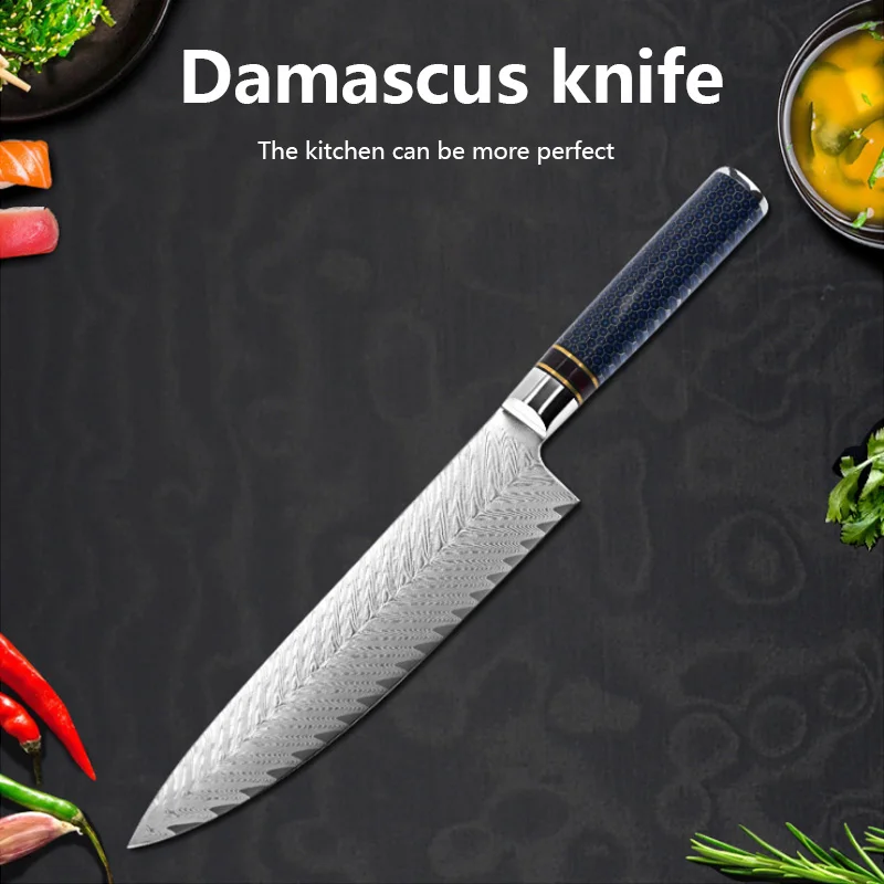 Кухонный нож LUOKESI VG10 из дамасской стали с рисунком рыбьей кости стандартный