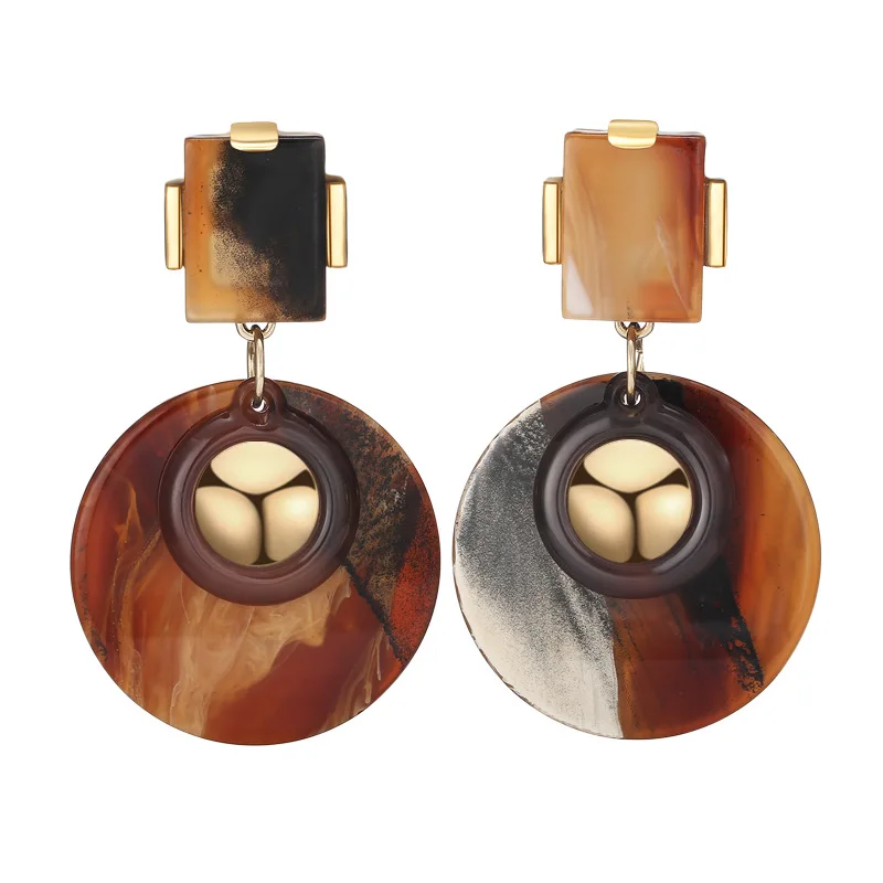 Корейские гиперболе Длинные акриловые большие круглые Висячие серьги для женщин