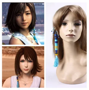 Серьги Final Fantasy Ⅹ Yuna для косплея, серьги-капли, синие Акриловые Бусины, подарок
