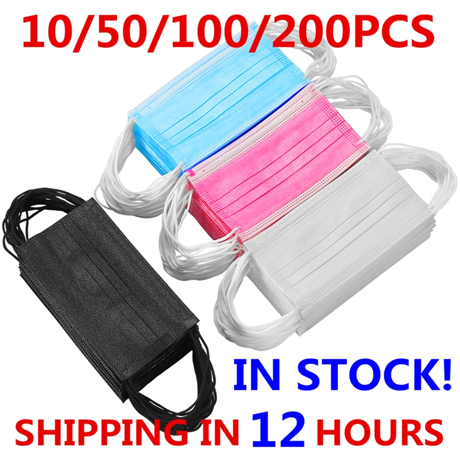 10 200 шт. одноразовые маски нетканые для лица 3 слоя слоев фильтр против пыли из