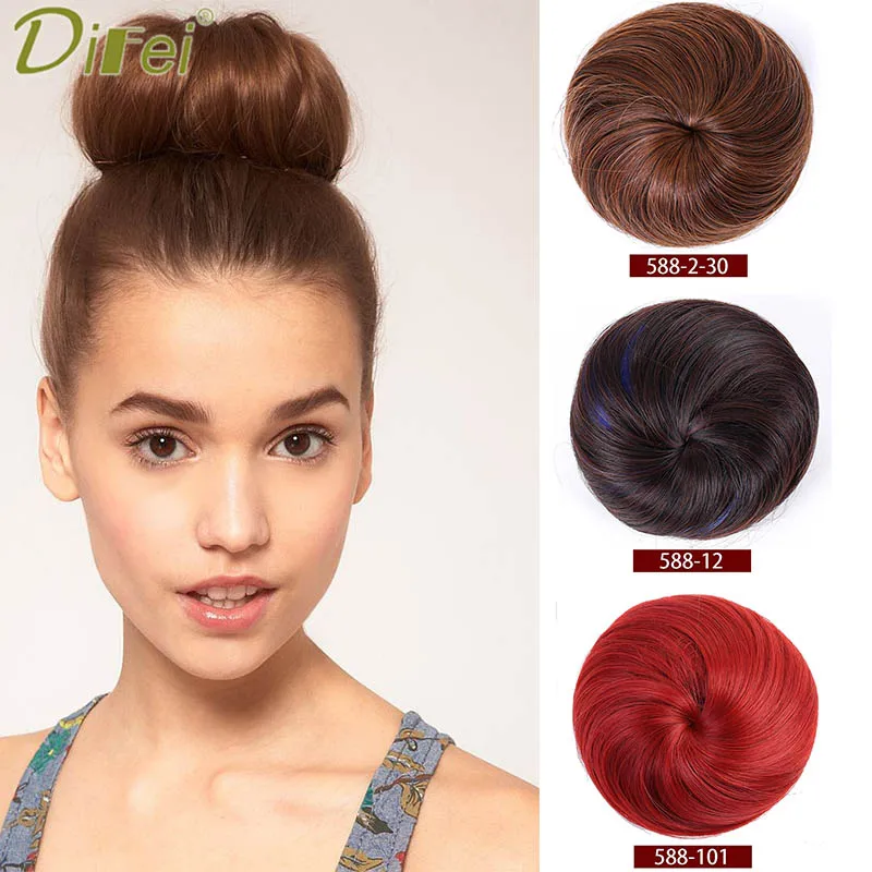 

DIFEI Synthetic Hair Bun Scrunchie Chignon Bun Wig Clips On Women's Hair Heat-resistant Ponytail Headdress For Daily Use