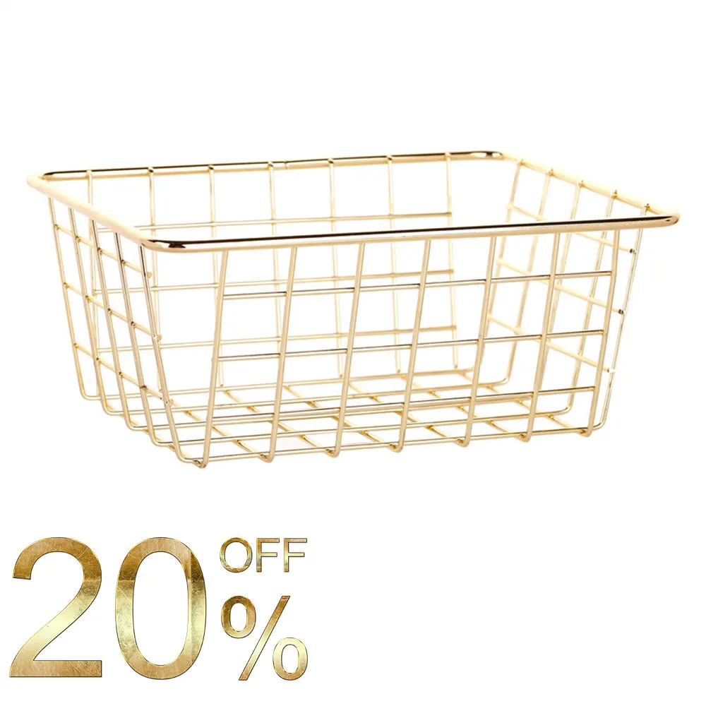 Настольная корзина для хранения косметики и кухни органайзер из розового золота