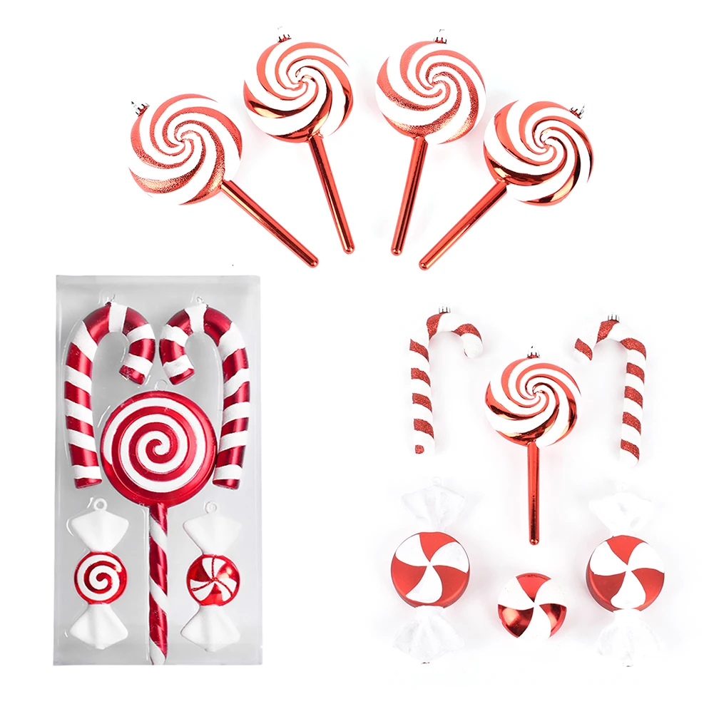 

Merry Christmas Lollipop Pendant Home Party Tree Candy Stick Hanging Prop New Year Decor Set New Year Gift for Kids 4/5/6pcs