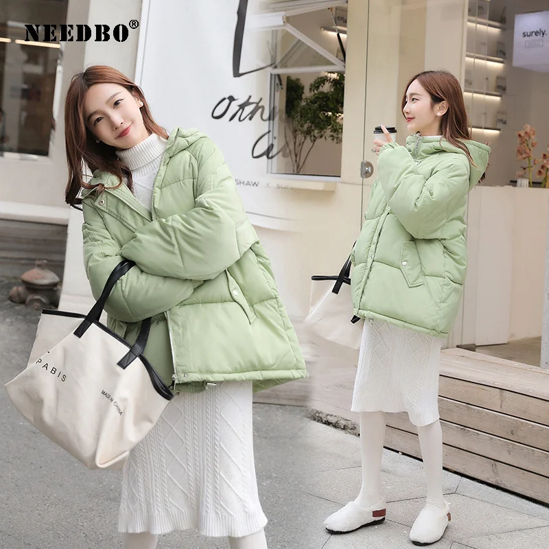 NEEDBO Winter Jacket Women Hood Plus Size Parka Casaco Cotton Ladies Puffer Female Coat Women Elegant Warm Parka Mujer Outwear