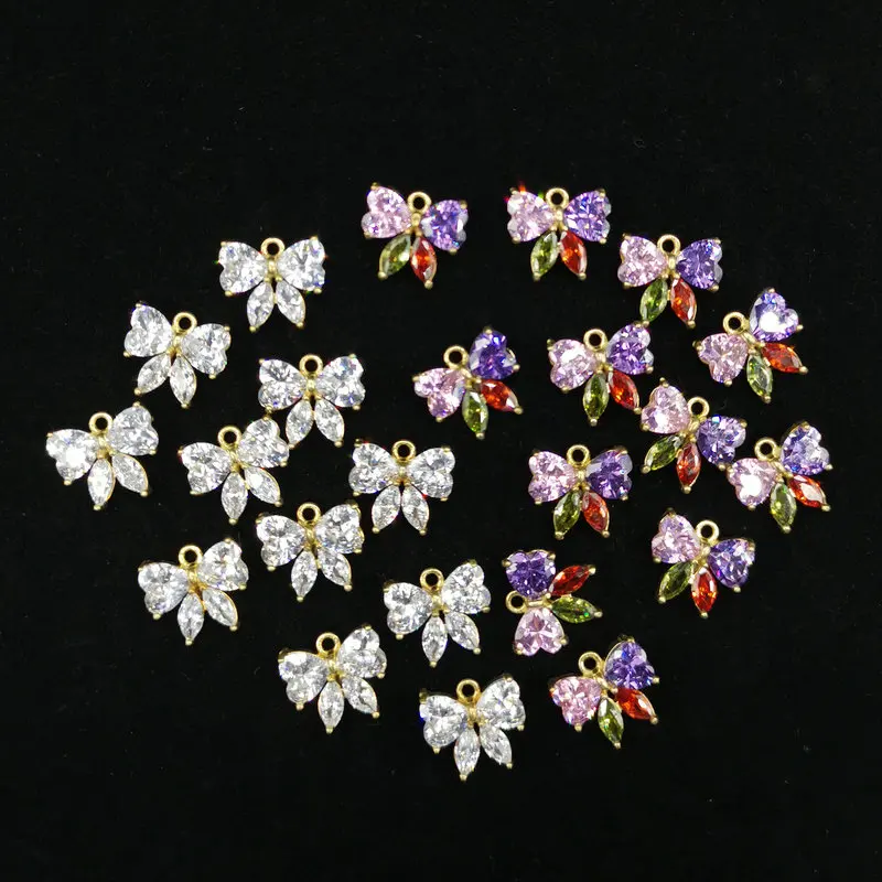 

4pcs/lot butterfly zircon diamond Charms Rhinestone Metal button for Hair DIY Jewelry Accessories Wedding Decorative Buttons