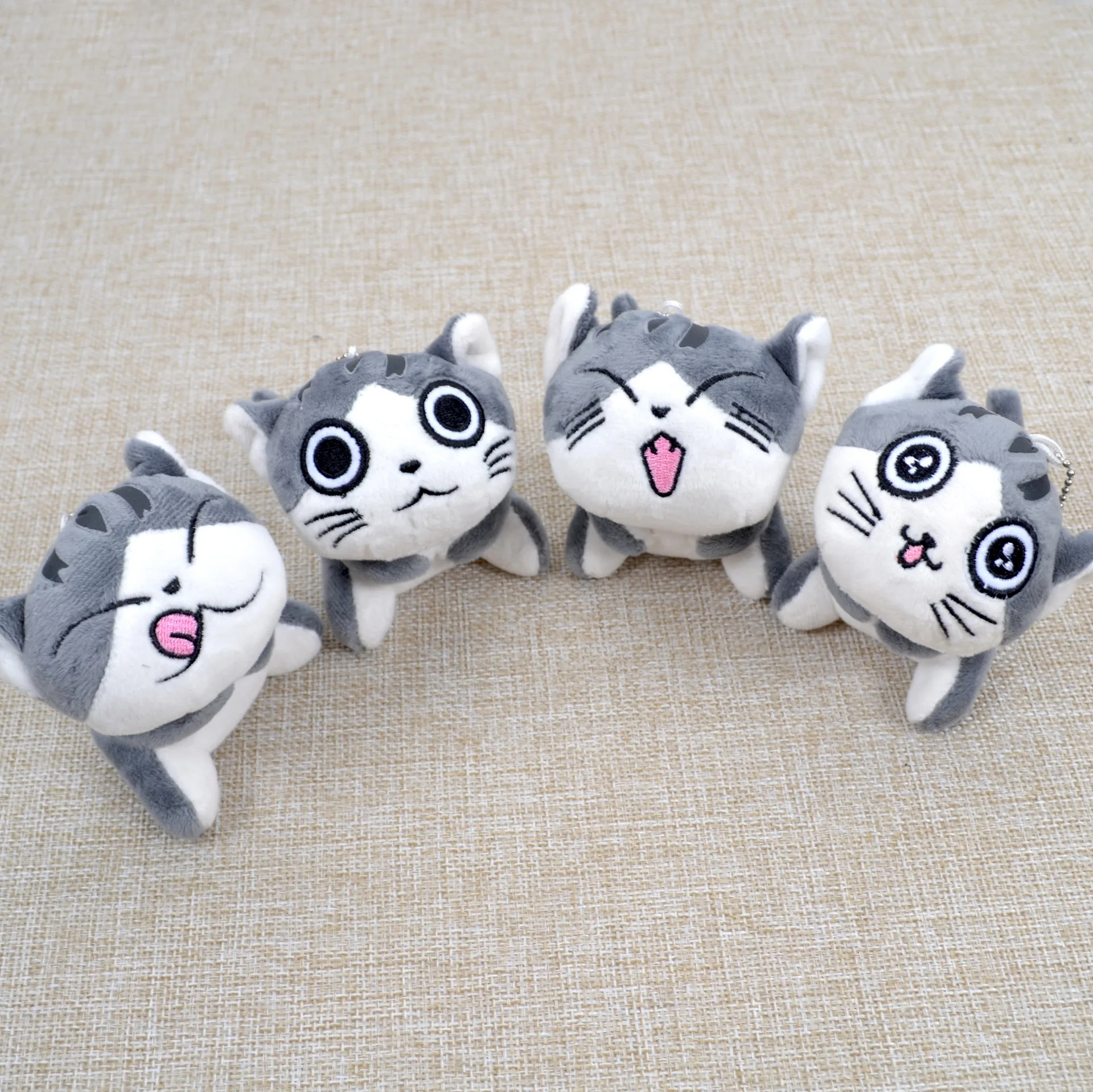 Новинка 10 см Kawaii Kitten мягкий плюшевый Кот Брелок серый сидящий плюшевые игрушки