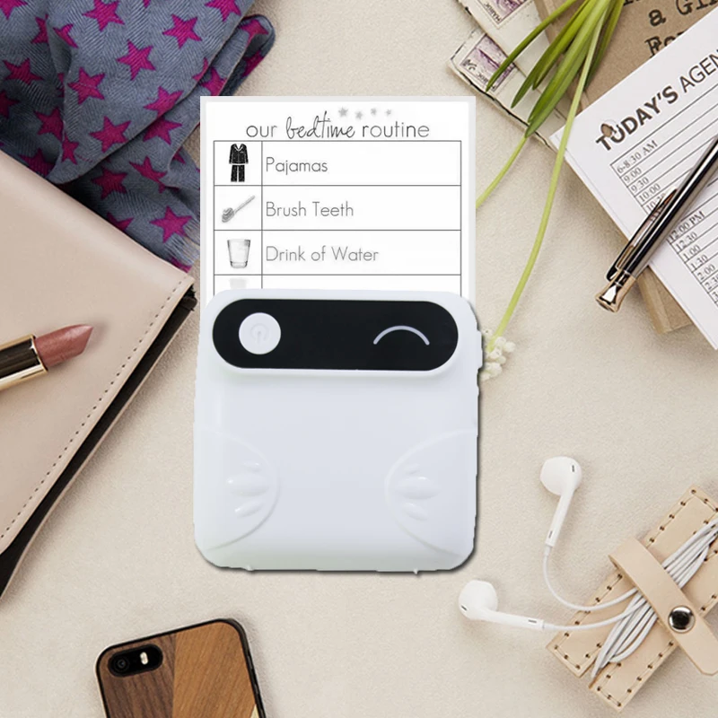 

Mini Printer 2 inch Portable Photo Printer 58mm Bluetooth Mobile Receipt Label Thermal Printer for Android iOS USB with Paper