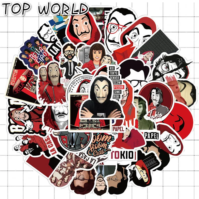 10/50 Pcs/pack Money Heist Stcikers La Casa De Papel Glossy Paper Stickers For Children Diy Laptop Fridge Suitcase Skateboard