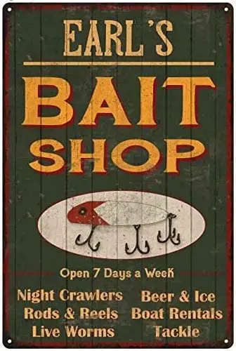 

Earl'S Green Bait Shop Metal Sign for Wall Plaque Poster Cafe Bar Pub Gift 8 X 12 INCH