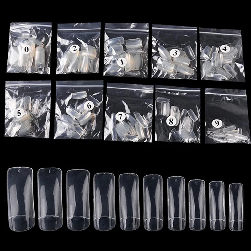 500 clear half tips Накладные ногти 500 шт натуральные капсульные прозрачные накладные ногти накладные маникюрные акриловые съемные французские накладные ногти - Цвет: 500 clear half tips