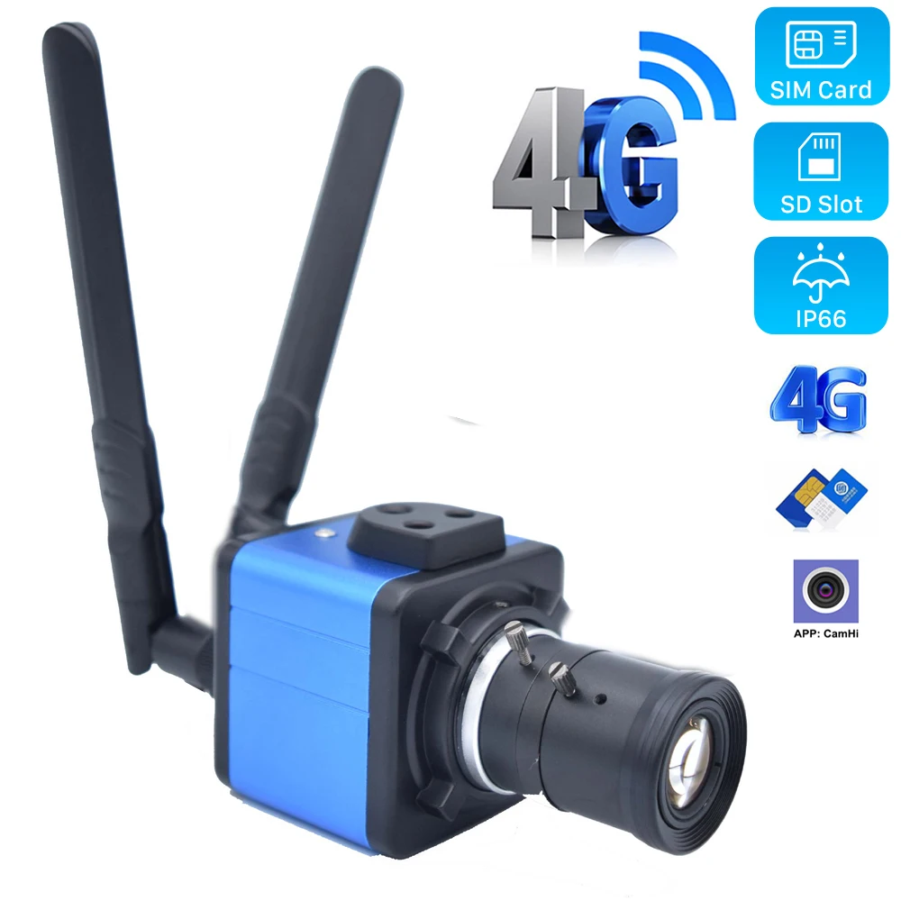 

1080P Cat4 3G 4G box camera live streaming SIM IP Camera SD 4G SIM Card RJ45 CCTV security Move tripod to secure With I-CS Lens
