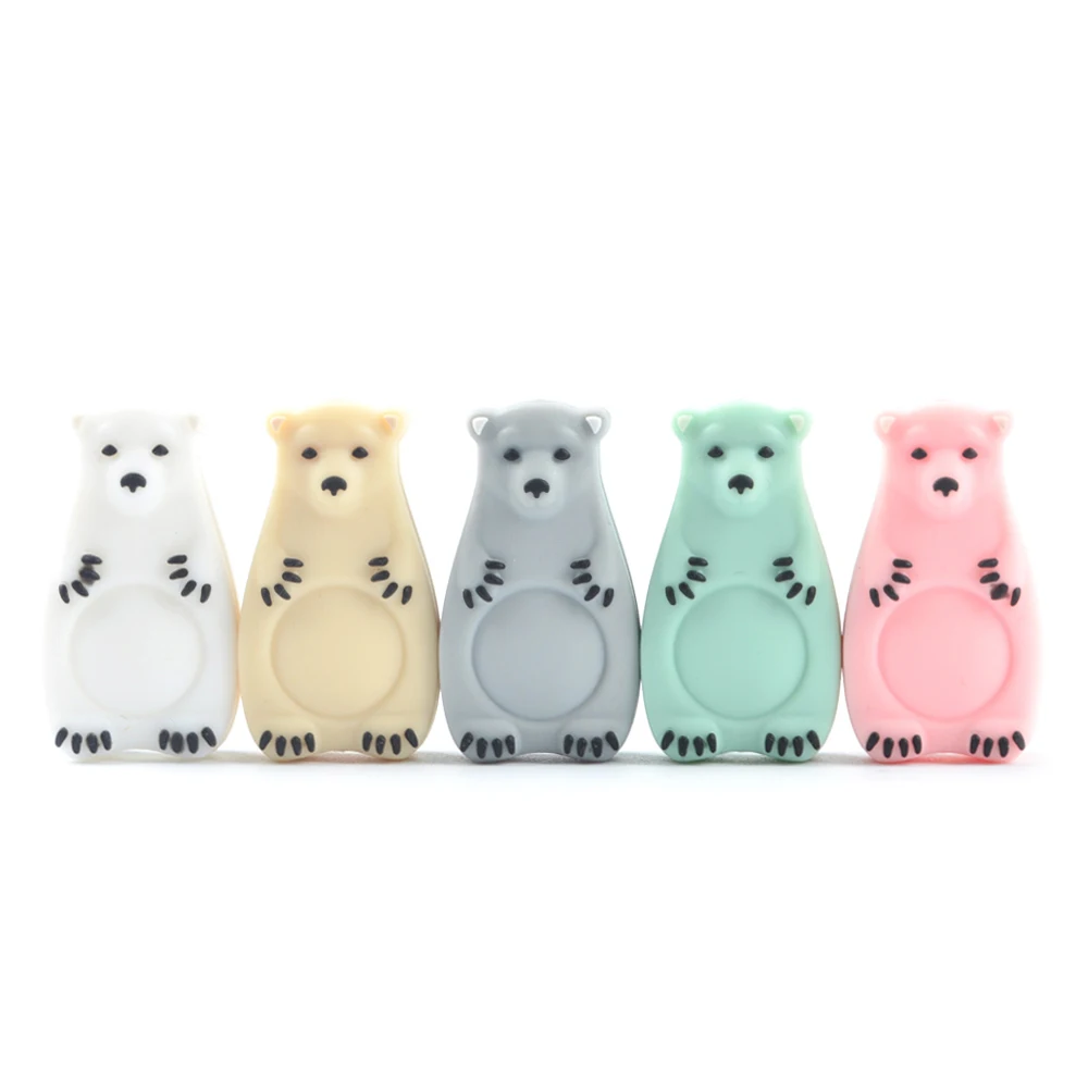 LOFCA 5 шт. силиконовые бусины Мини-полярный медведь из пищевого силикона для
