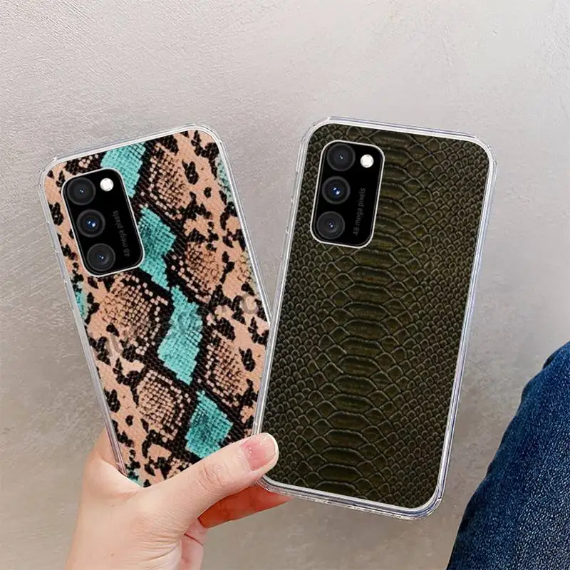 

Snake Skin Phone Case Clear For Samsung A 51 50 71 70 S 21 Huawei P 40 30 honor 20 10 i OnePlus 9 8 7 t x Pro Lite Plus